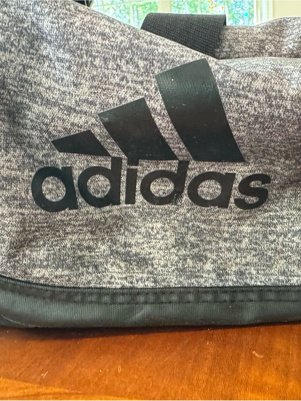 adidas Grey Heather Duffel with Black Logo and Trim
